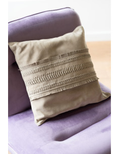 Coussin Carré Wildly 45x45 en Cuir véritable Gris clair Motif flêches J-Line - 2