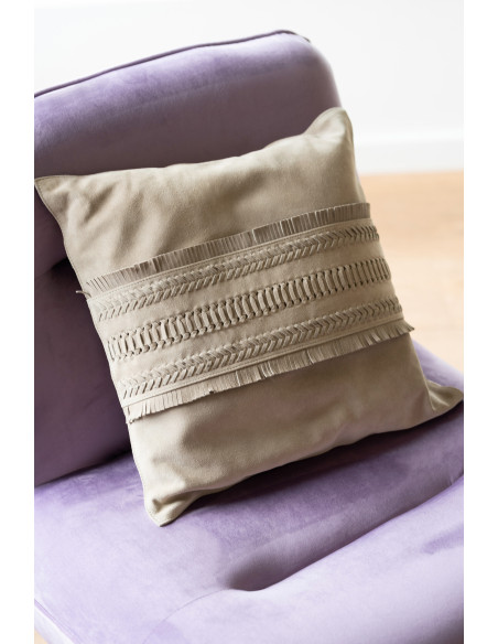 Coussin Carré Wildly 45x45 en Cuir véritable Gris clair Motif flêches - 2