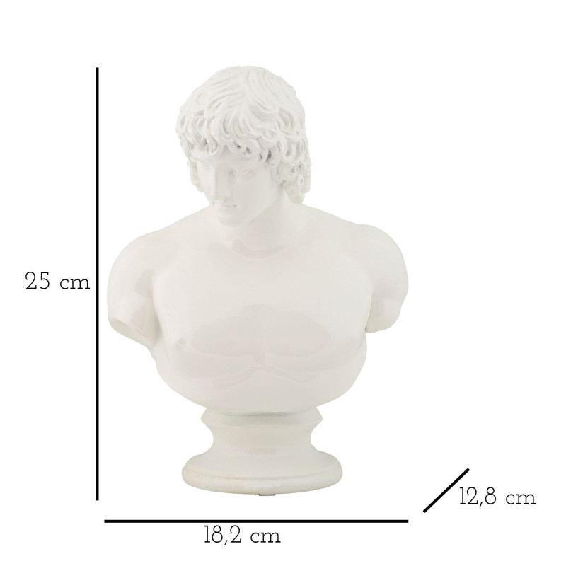 Statuette déco antique Centurion Hauteur 25 cm en Résine Blanc Centurione 