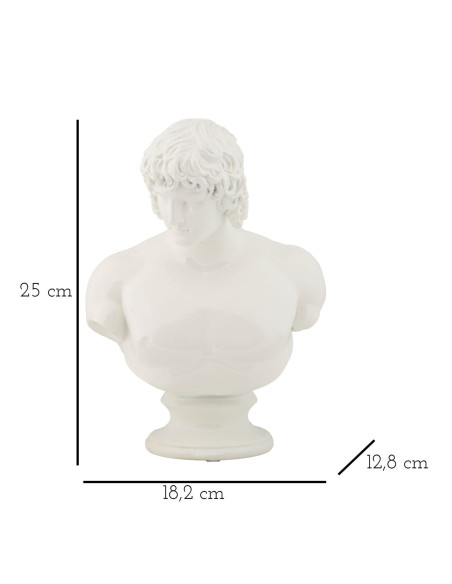Statuette déco antique Centurion Hauteur 25 cm en Résine Blanc Centurione 