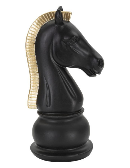 Pièce d'échecs moderne XL Cavalier Hauteur 19 cm en Résine Noir Doré Scacchi 