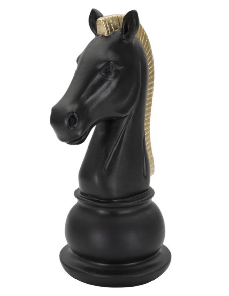 Pièce d'échecs moderne XL Cavalier Hauteur 19 cm en Résine Noir Doré Scacchi 