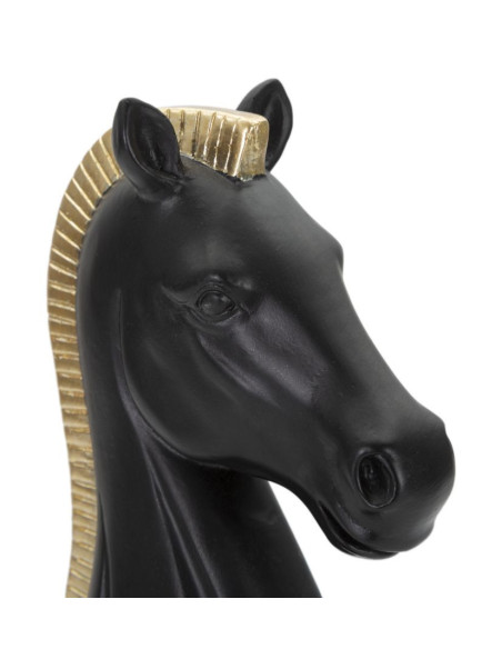 Pièce d'échecs moderne XL Cavalier Hauteur 19 cm en Résine Noir Doré Scacchi 