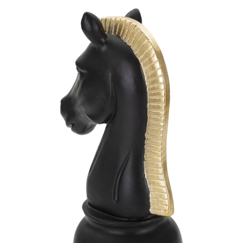 Pièce d'échecs moderne XL Cavalier Hauteur 19 cm en Résine Noir Doré Scacchi 