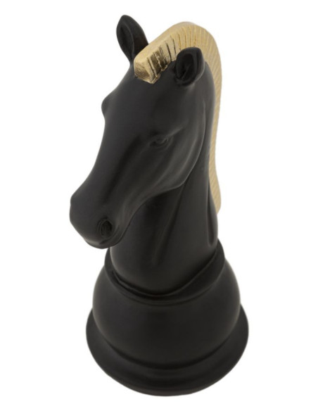 Pièce d'échecs moderne XL Cavalier Hauteur 19 cm en Résine Noir Doré Scacchi 