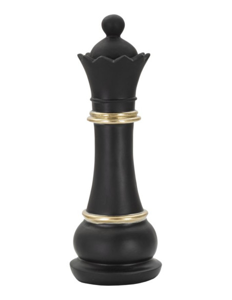 Pièce d'échecs moderne XL Reine Hauteur 25 cm en Résine Noir Doré Scacchi 