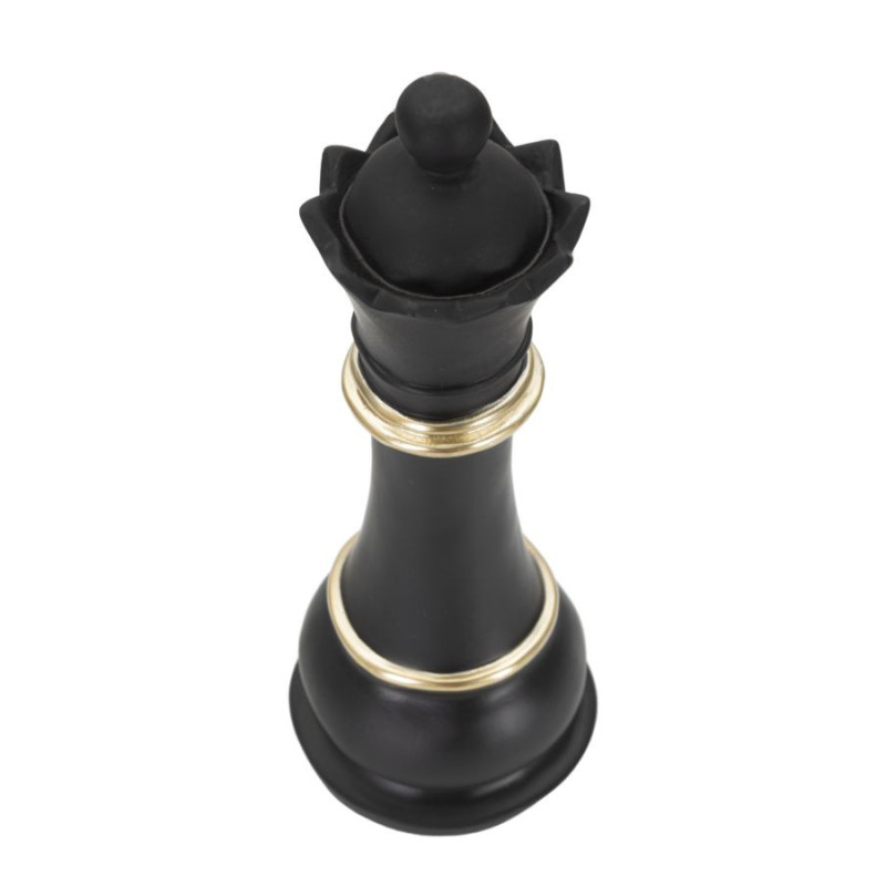 Pièce d'échecs moderne XL Reine Hauteur 25 cm en Résine Noir Doré Scacchi 