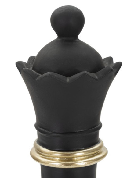 Pièce d'échecs moderne XL Reine Hauteur 25 cm en Résine Noir Doré Scacchi 