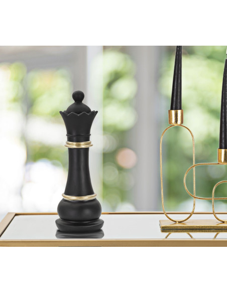 Pièce d'échecs moderne XL Reine Hauteur 25 cm en Résine Noir Doré Scacchi 