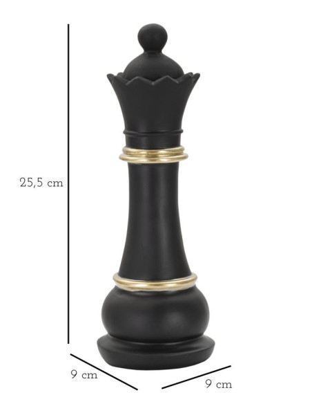 Pièce d'échecs moderne XL Reine Hauteur 25 cm en Résine Noir Doré Scacchi 