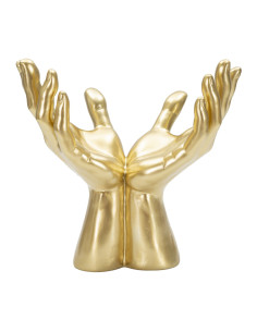 Statuette déco originale Mains Paix Hauteur 24 cm en Résine Doré Mano 