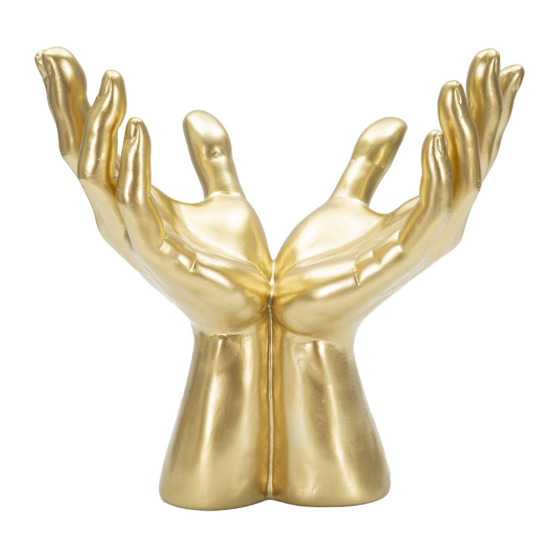 Statuette déco originale Mains Paix Hauteur 24 cm en Résine Doré Mano 