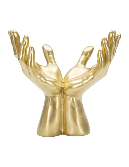 Statuette déco originale Mains Paix Hauteur 24 cm en Résine Doré Mano 