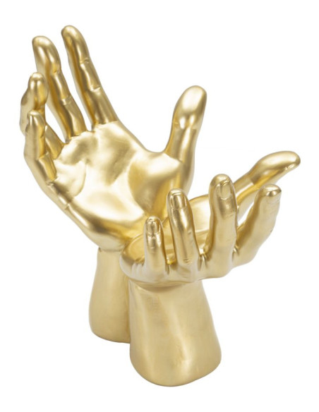 Statuette déco originale Mains Paix Hauteur 24 cm en Résine Doré Mano 