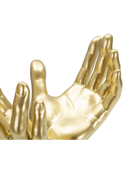 Statuette déco originale Mains Paix Hauteur 24 cm en Résine Doré Mano 