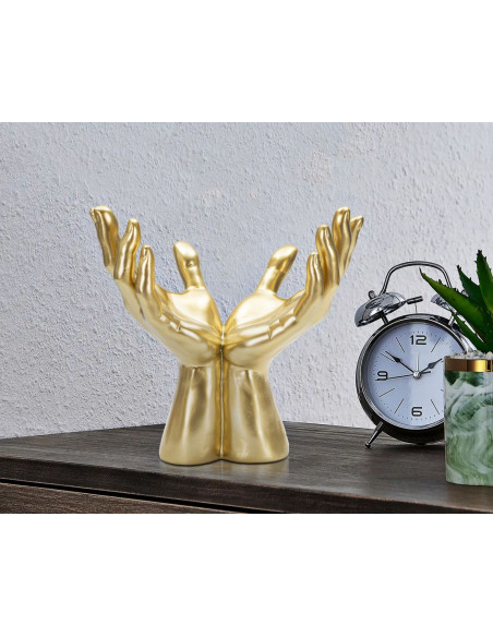 Statuette déco originale Mains Paix Hauteur 24 cm en Résine Doré Mano 