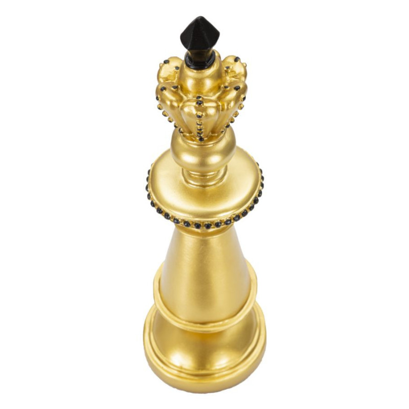 Pièce d'échecs décorative XL Roi Hauteur 32 cm en Résine Doré Noir Scacchi 