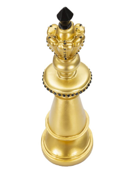 Pièce d'échecs décorative XL Roi Hauteur 32 cm en Résine Doré Noir Scacchi 