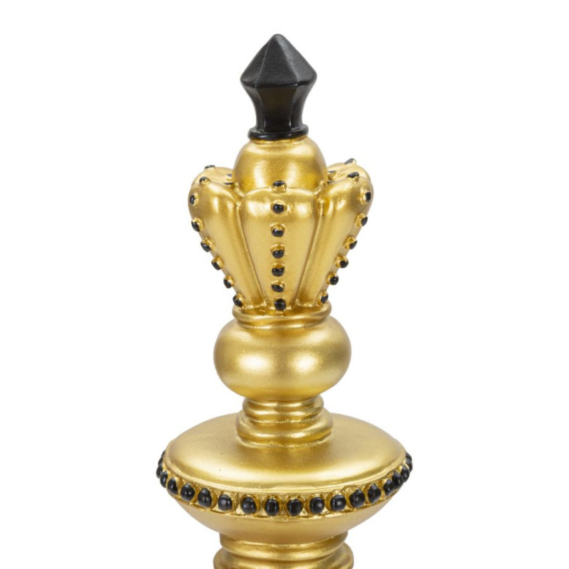 Pièce d'échecs décorative XL Roi Hauteur 32 cm en Résine Doré Noir Scacchi 
