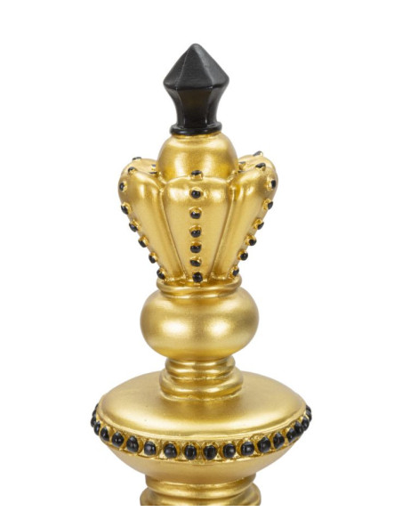 Pièce d'échecs décorative XL Roi Hauteur 32 cm en Résine Doré Noir Scacchi 