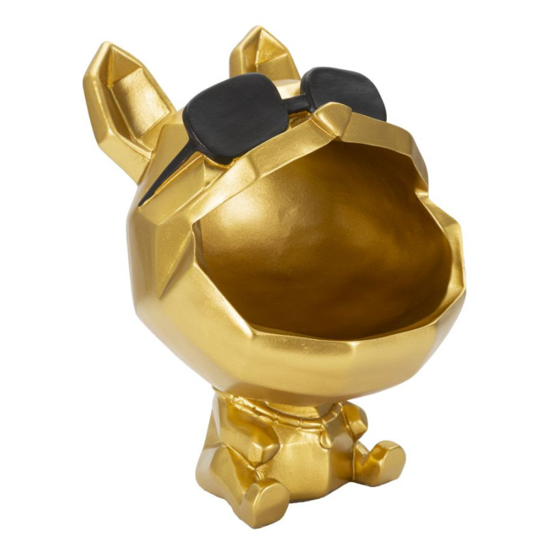 Vide poche moderne Chien Hauteur 23 cm en Résine Doré Noir Cane 