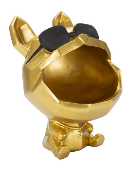 Vide poche moderne Chien Hauteur 23 cm en Résine Doré Noir Cane 