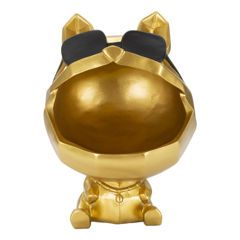 Vide poche moderne Chien Hauteur 23 cm en Résine Doré Noir Cane 