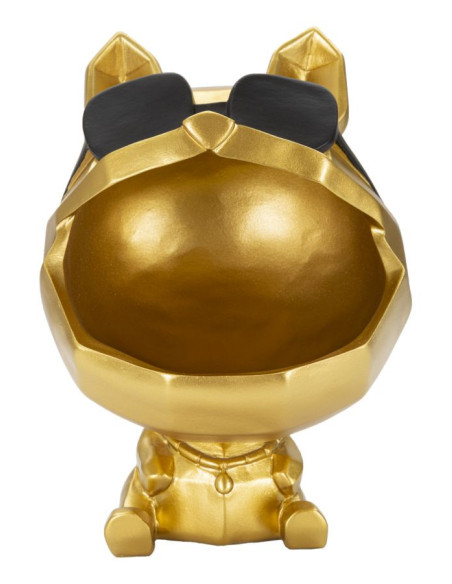 Vide poche moderne Chien Hauteur 23 cm en Résine Doré Noir Cane 