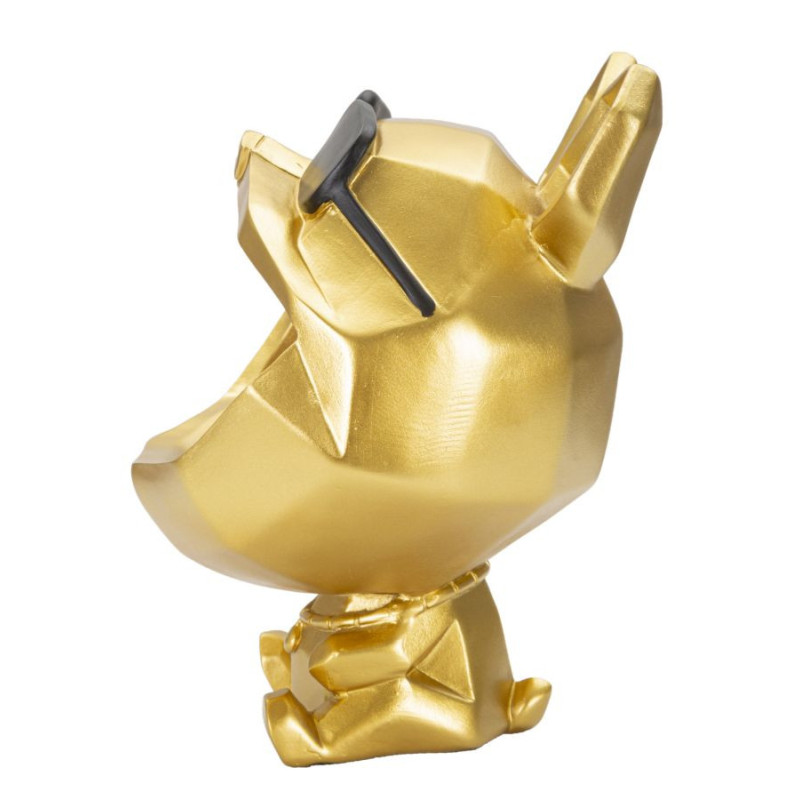 Vide poche moderne Chien Hauteur 23 cm en Résine Doré Noir Cane 