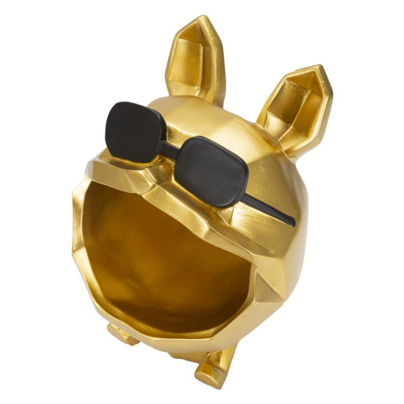 Vide poche moderne Chien Hauteur 23 cm en Résine Doré Noir Cane 