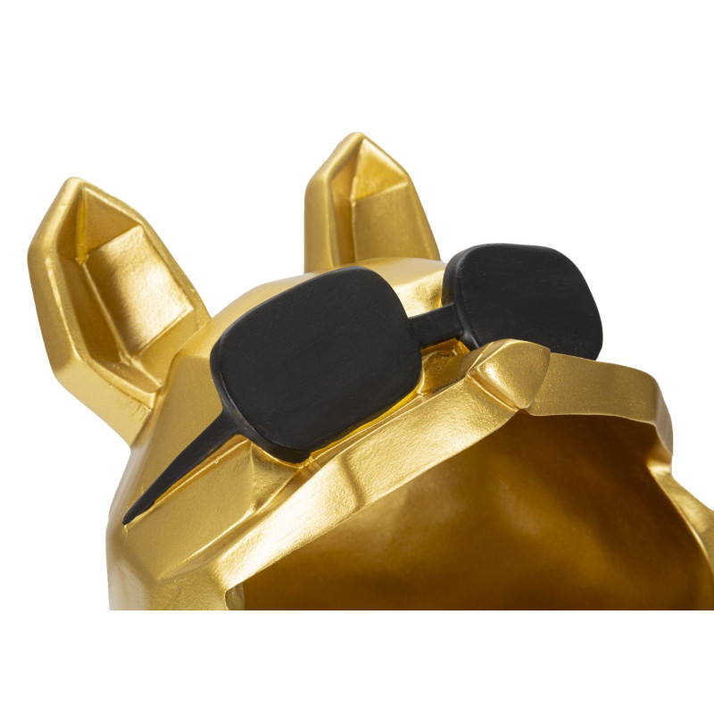Vide poche moderne Chien Hauteur 23 cm en Résine Doré Noir Cane 