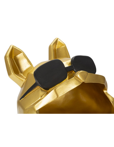 Vide poche moderne Chien Hauteur 23 cm en Résine Doré Noir Cane 