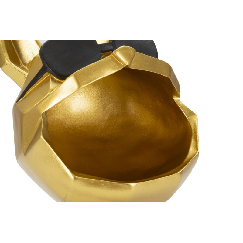 Vide poche moderne Chien Hauteur 23 cm en Résine Doré Noir Cane 