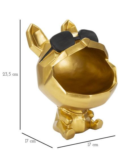 Vide poche moderne Chien Hauteur 23 cm en Résine Doré Noir Cane 