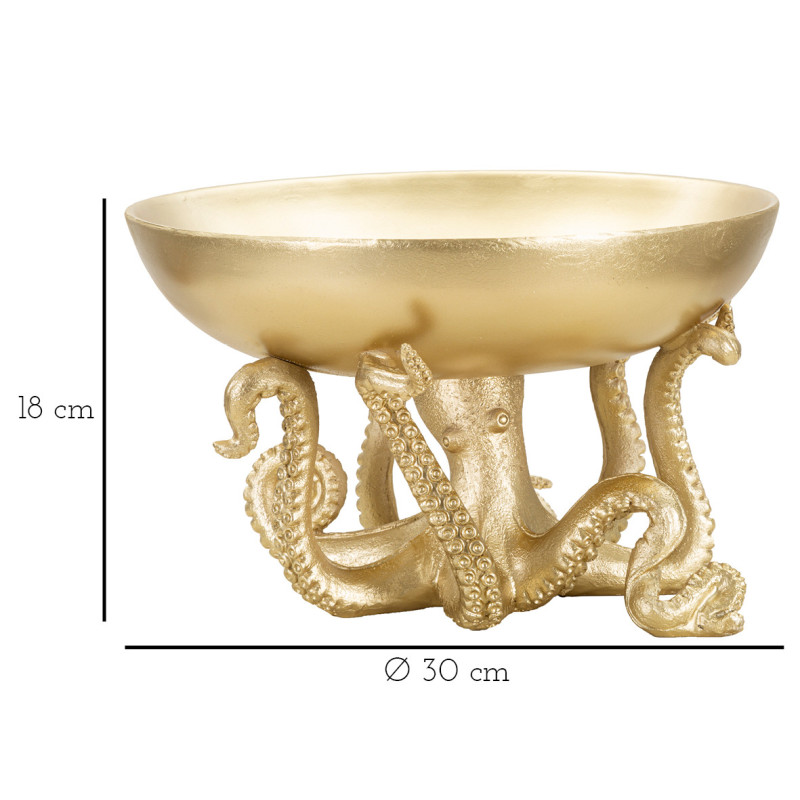 Vide poche original Pieuvre 30 cm en Résine Doré Octopus 