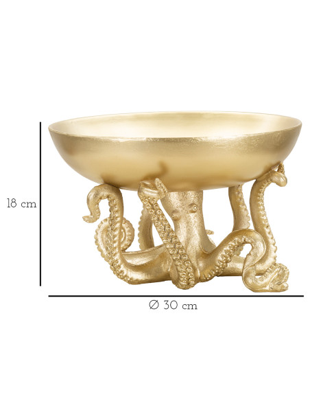 Vide poche original Pieuvre 30 cm en Résine Doré Octopus 