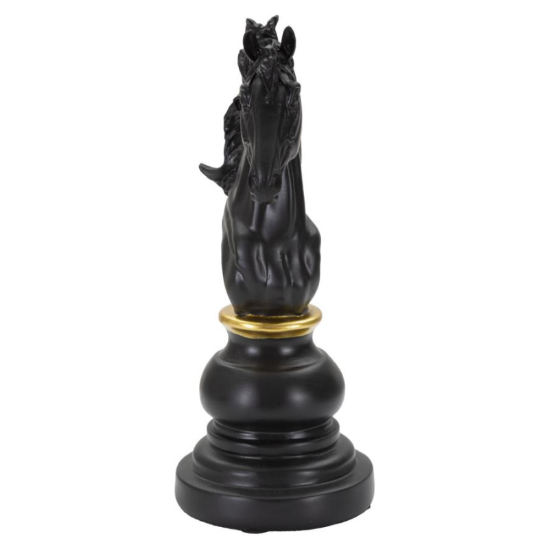 Pièce d'échecs décorative XL Cavalier Hauteur 27 cm en Résine Noir Doré Scacchi 