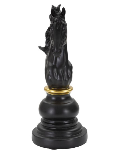Pièce d'échecs décorative XL Cavalier Hauteur 27 cm en Résine Noir Doré Scacchi 