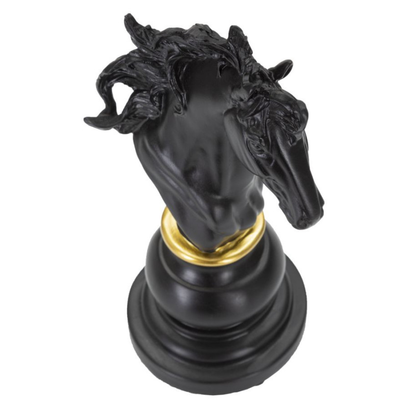 Pièce d'échecs décorative XL Cavalier Hauteur 27 cm en Résine Noir Doré Scacchi 