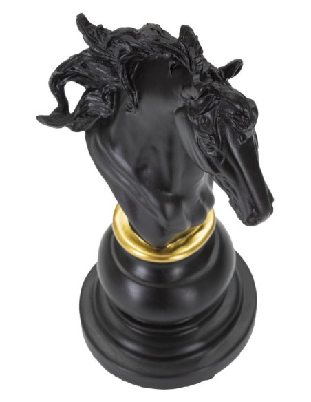 Pièce d'échecs décorative XL Cavalier Hauteur 27 cm en Résine Noir Doré Scacchi 
