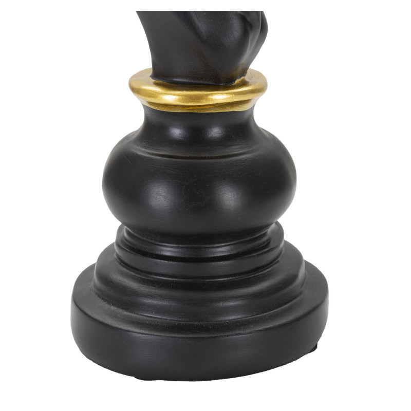 Pièce d'échecs décorative XL Cavalier Hauteur 27 cm en Résine Noir Doré Scacchi 