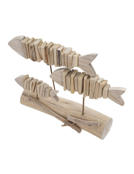 Sculpture moderne sur pied 3 Poissons 37 cm en Bois de pin Bois de hêtre Naturel Pesci 