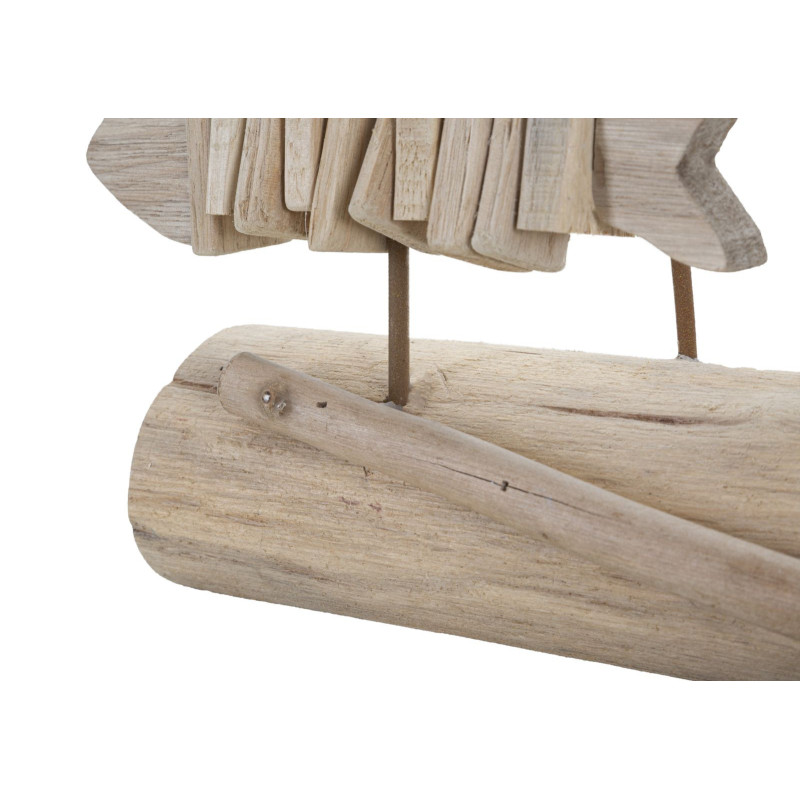 Sculpture moderne sur pied 3 Poissons 37 cm en Bois de pin Bois de hêtre Naturel Pesci 