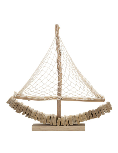 Sculpture Bord de mer Voilier 45 cm en Bois de pin Bois de hêtre Naturel Barca 
