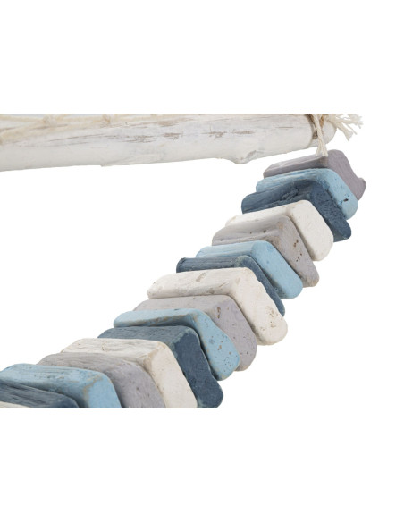 Sculpture Bord de mer Voilier 45 cm en Bois de pin Bois de hêtre Blanc Bleu Barca 