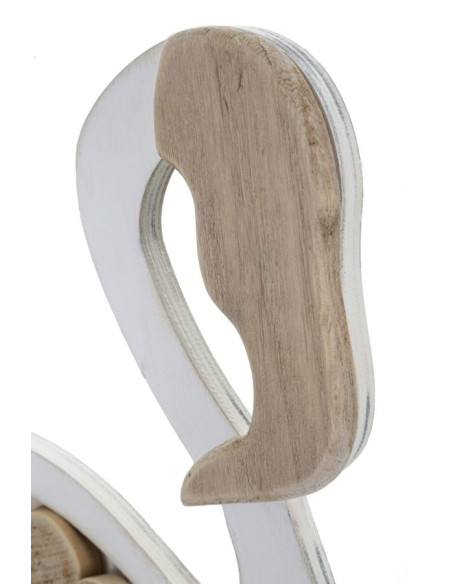 Sculpture moderne Flamant rose Hauteur 56 cm en Bois de pin Bois de hêtre Naturel Blanc Flamingo - 6