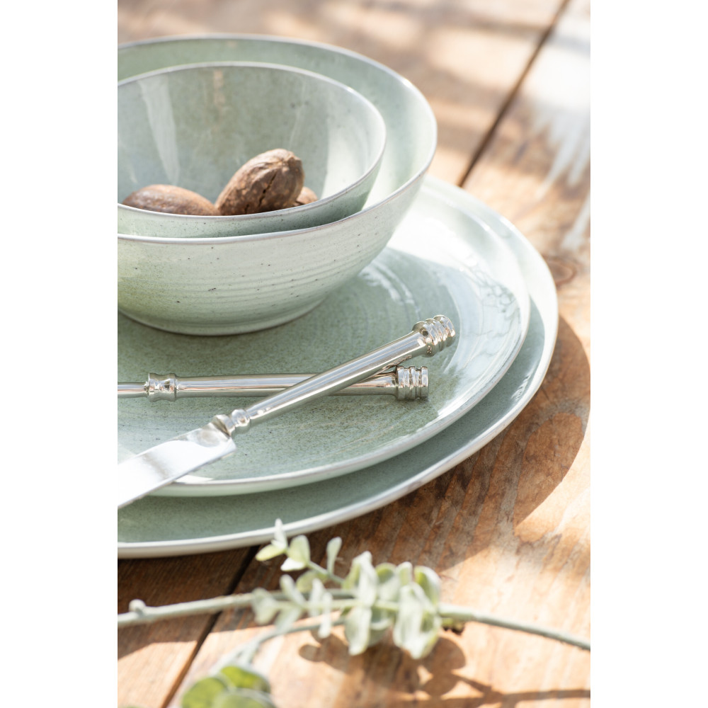 Assiette Ronde Plate 30 cm Splashes en Porcelaine Vert menthe - 3