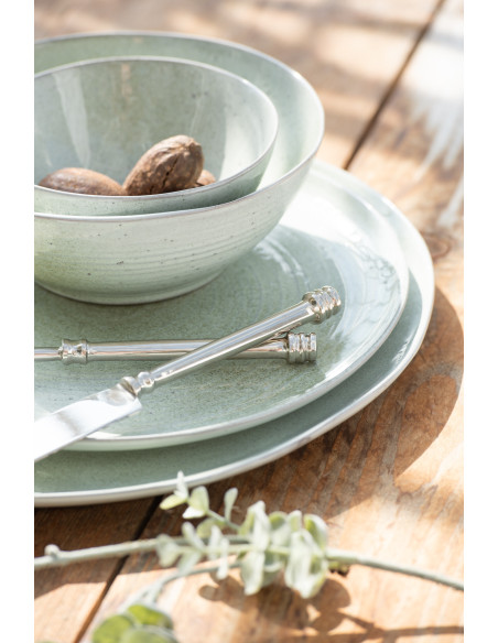 Assiette Ronde Plate 30 cm Splashes en Porcelaine Vert menthe - 3