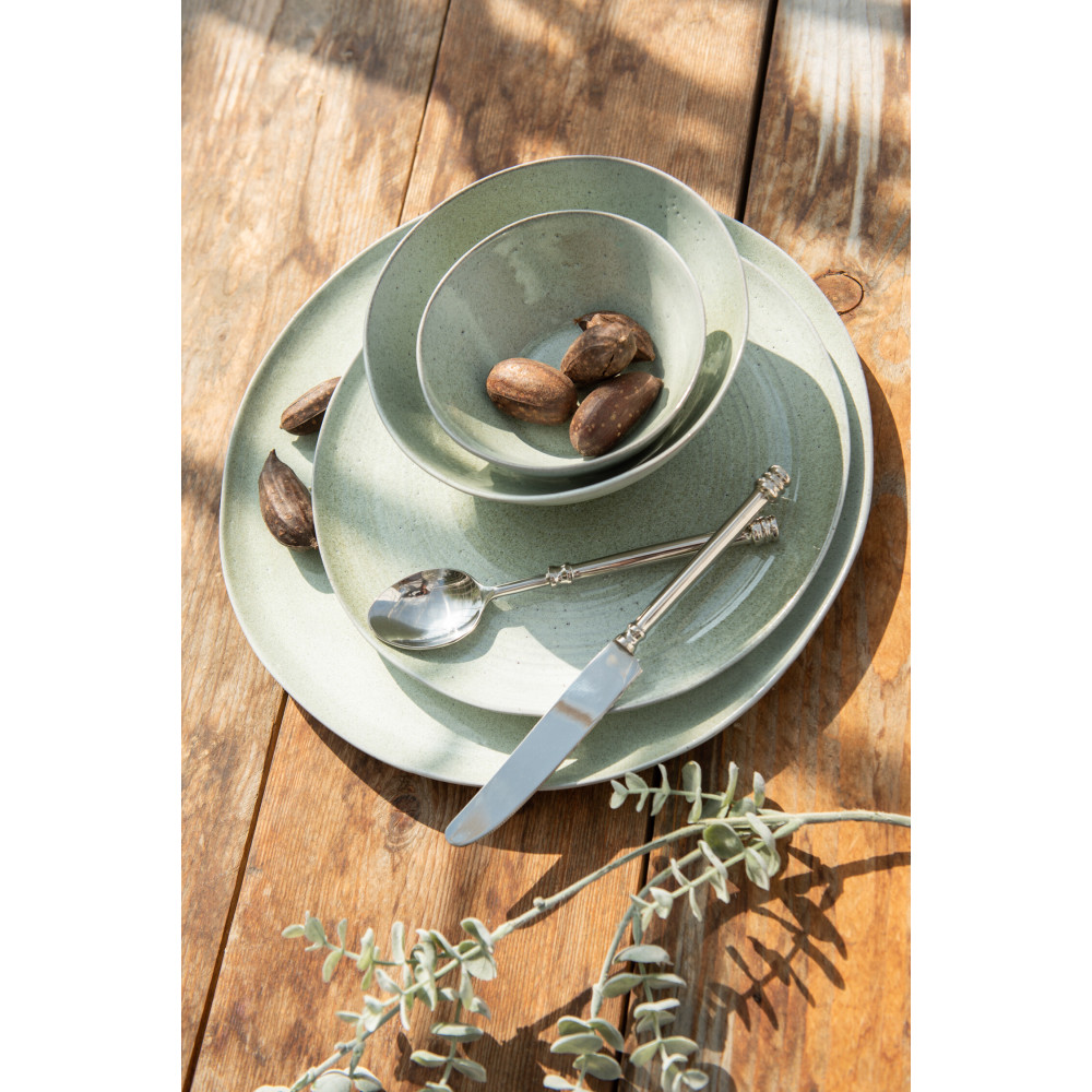 Assiette Ronde Plate 30 cm Splashes en Porcelaine Vert menthe - 4