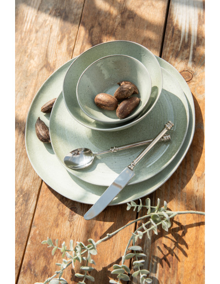 Assiette Ronde Plate 30 cm Splashes en Porcelaine Vert menthe - 4